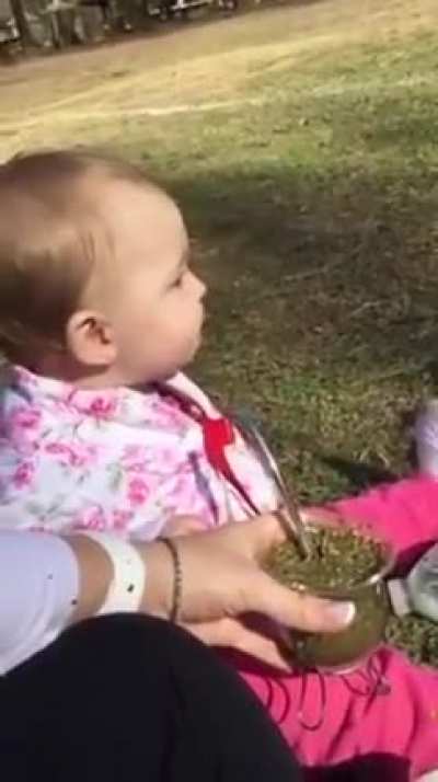kid try tea for the first time