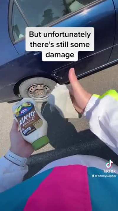 Using Real Kraft Mayo to buffer out car scratches