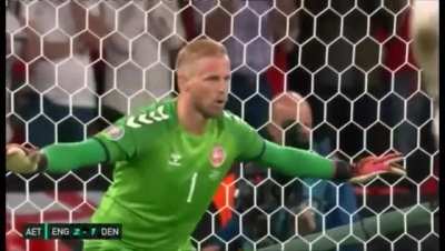 Someone in the audience shined a laser into Kasper Schmeichel's eyes to try and distract him from the game.