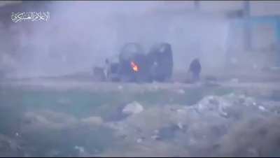 Footage for the Hamas destroying an IDF military vehicle with a kornet in Gaza. 
