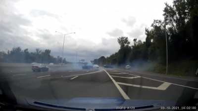 Pro Tip: Don't use the shoulder to pass people at high speeds on a four lane highway.
