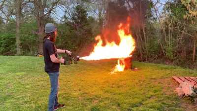 Apparently getting a little drunk and playing with flamethrowers is frowned upon
