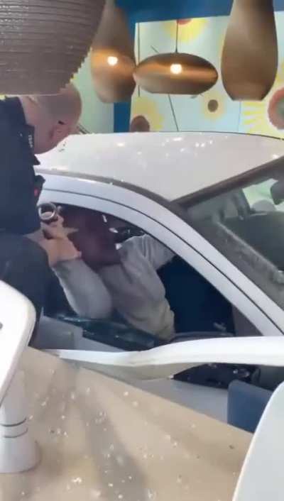 Dude crashes his vehicle into McDonalds while clearly high