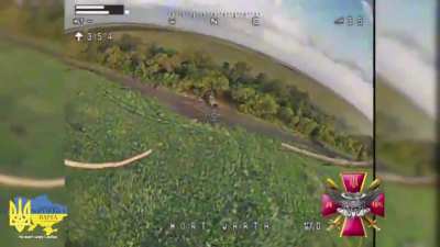 UA FPV drone attack on a Russian 2C3 