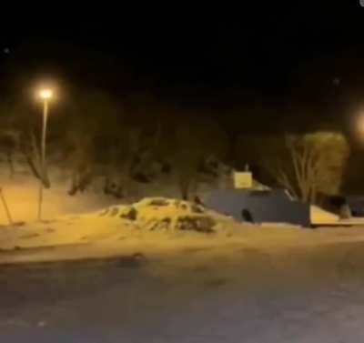 When a pile of snow can't keep you safe from fireworks.