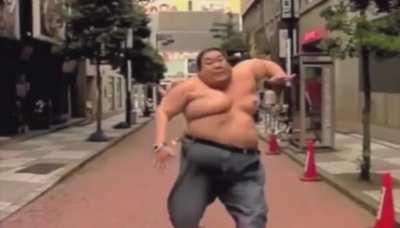Borrger after loosing his ripped body to the scooter