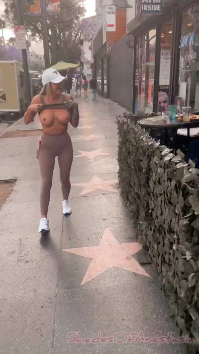 Wedding ring doesn’t stop from flashing everyone in Hollywood these tits