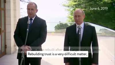For one second at his closing rally, Rumen Radev put a photo of himself shaking Putin's hand on the screen behind him. Three days later, he won. 

Kremlin propaganda is celebrating.