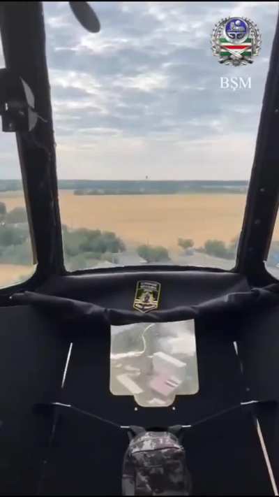 Chechen volunteers firing 80mm ARS-8KOM rockets at Russian positions from Mi-8 helicopter. Video published by the Sheikh Mansur Battalion on August 10, 2024. Location not specified