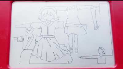 I started this 2 years ago, it's finally done. The entirety of Dragon Maid's OP animated with an Etch A Sketch.