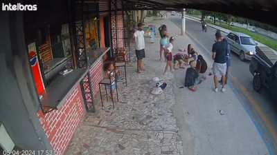 Dummy on motorcycle crashes into a family of 5 including a pregnant woman, leaving her in critical condition 