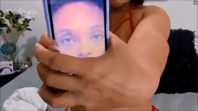 Horny huge chest busty Colombian woman.