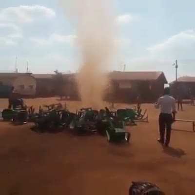 Dust Devil vs a Lot of Plastic Chairs