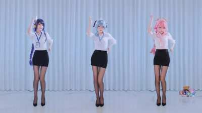 Yae, Raiden and Ganyu office wear dance