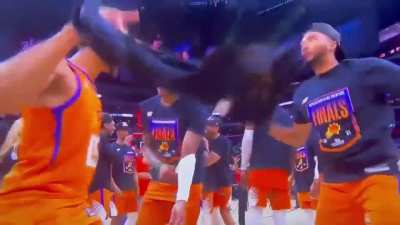 Cam Payne and Mikal Bridges celebrate after winning the WCF. Congratz Suns fans!!!