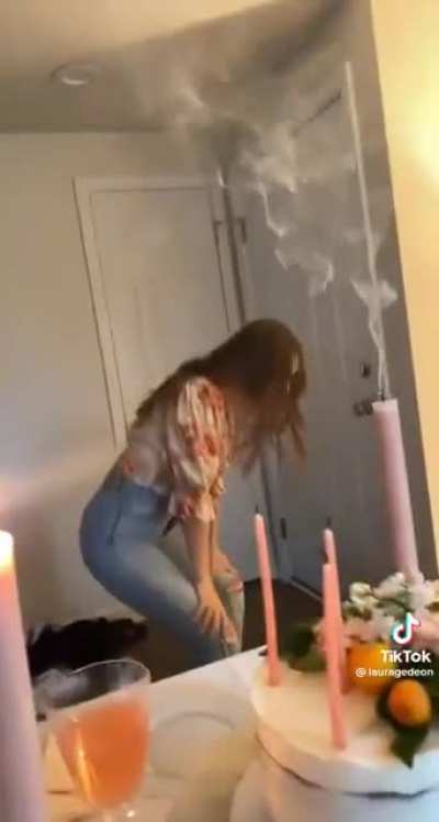 That’s one way too blow out the candles..