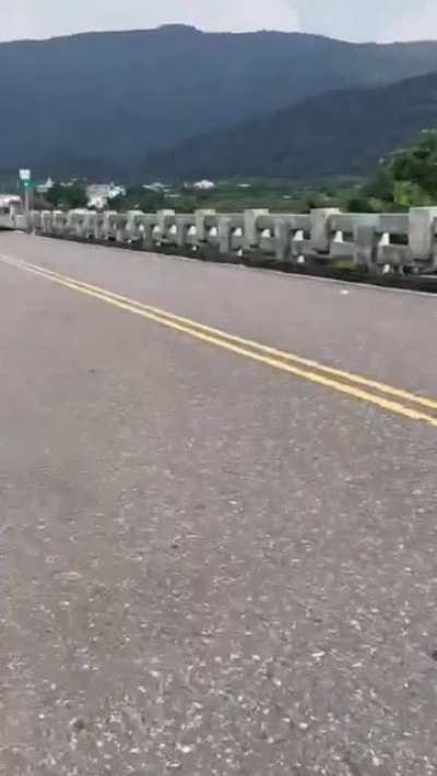Bridge collapsed in Hualien with cars on it due to the earthquake.