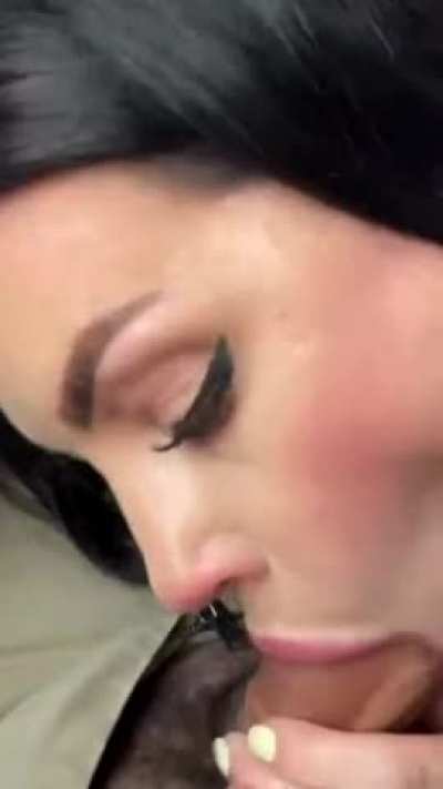 Blowjob in a parking lot with swallowing