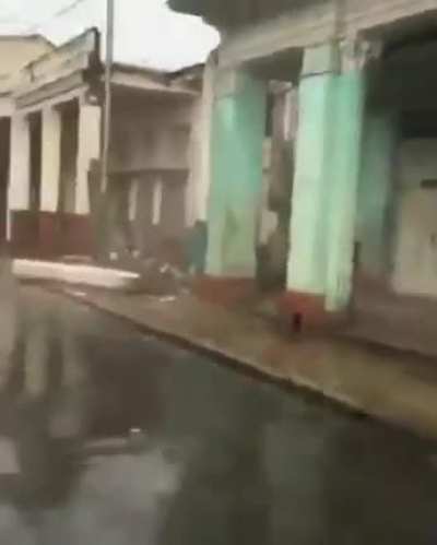 A column fails and a concrete balcony collapses, Cienfuegos, Cuba - 5/23/2020