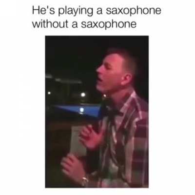 Guy plays pink panther theme song without saxophone