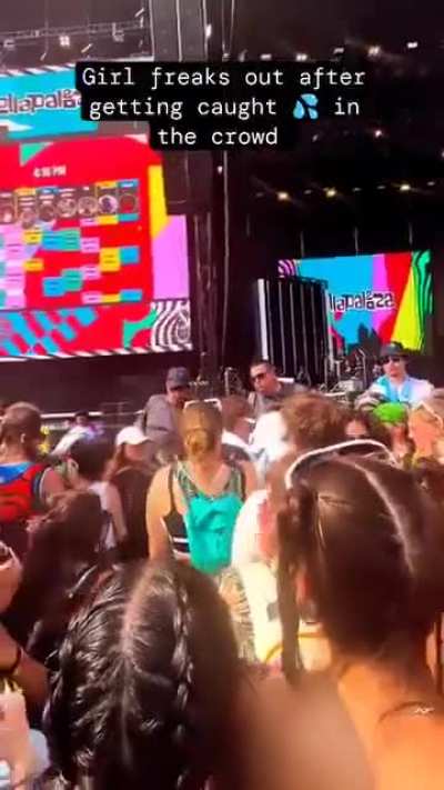 Girl is confronted for pissing in the middle of a crowd at Lollapalooza.