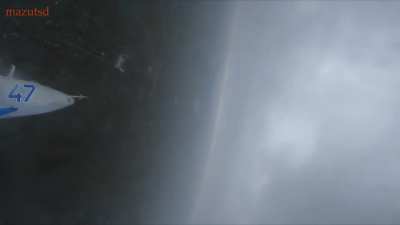 Ukrainian SU-25 flying low and lofting rocket during combat operations.