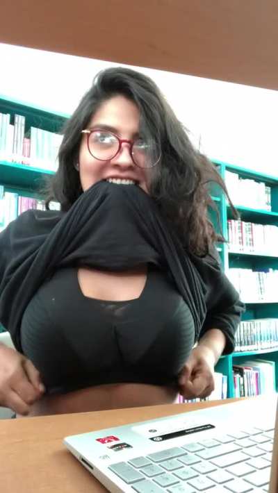 Showing tits in library