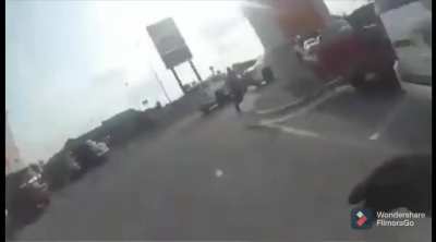 Police detain a suspected shoplifter in Texas