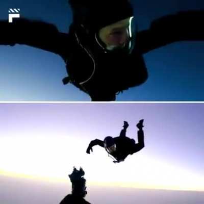 Tom Cruise jump scene from MI: Fallout. The camera man also jumped with him while recording