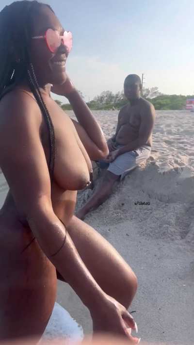 Having a great time at the beach
