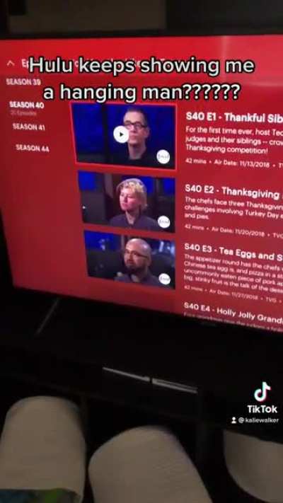 I’m sorry, I need someone to see this. Hulu keeps showing me a hanging man
