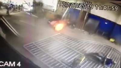 Welding accident.