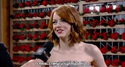 Emma Stone trying to choose her fave fetishes