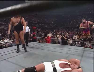 Big Boot, then an Elbow Drop by The Giant!