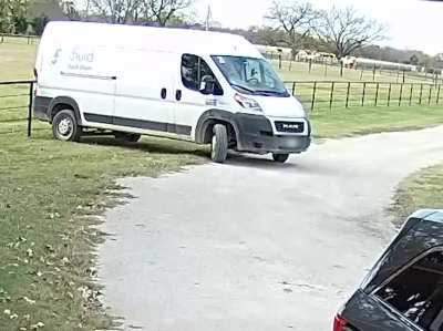 Amazon backing into my fence