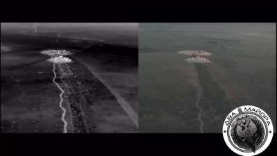 Ru PoV - Two RBK-500 cluster bomb strikes on a treeline