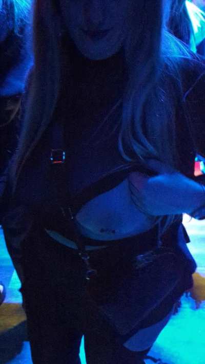 2-for-1 dares: sheer top with no bra in a night club and still flashed (f)