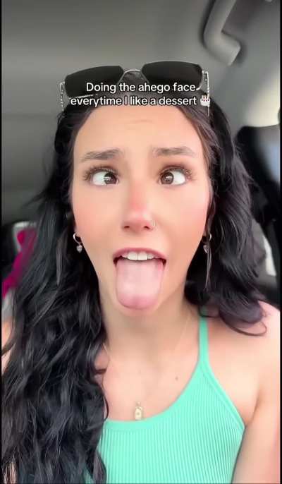 Doing the ahegao face every time she likes a dessert.