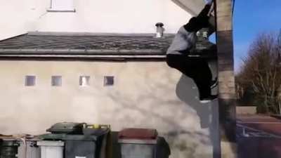 Guy doing parkour...
