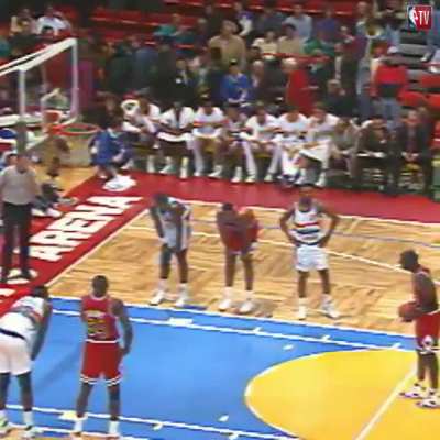 In 1991 Michael Jordan shot a free throw with his eyes closed while playing the Denver Nuggets.