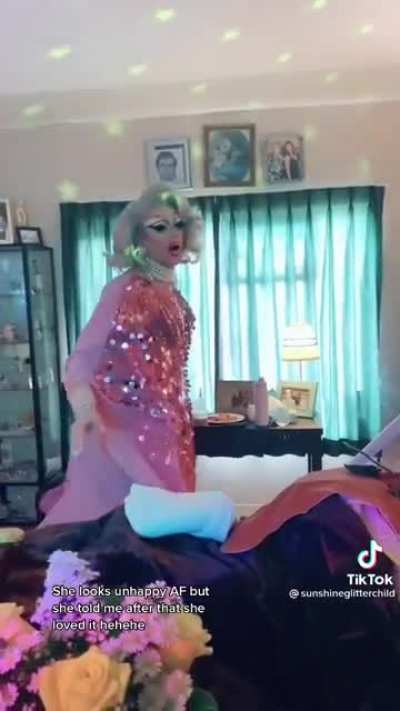 This makes me cry every time her grandmother doesn’t have long and she brightens her day by performing drag for her