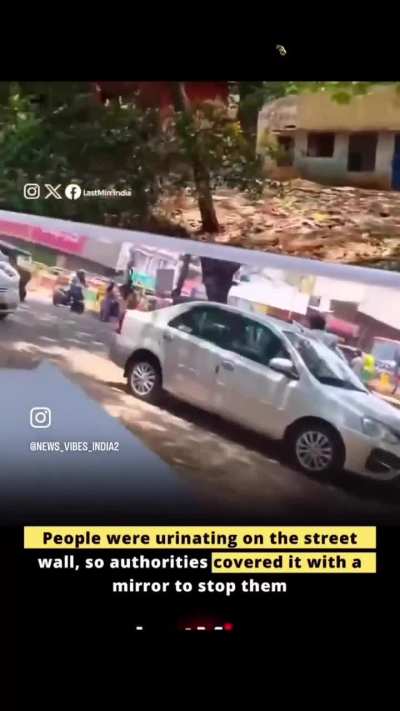 [Not OC] Mysuru installs mirrors on walls to stop public urination, adds LED lights for night; leaves internet impressed