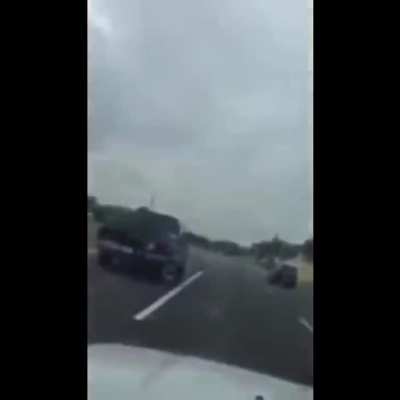 The only thing that got flipped off was her car..