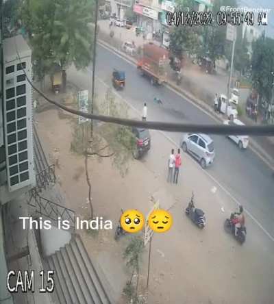 Pedestrian hit by a truck and left on the road helplessly