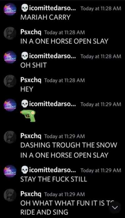 Today i killed Mariah Carey in a discord chat. Today was a good day.