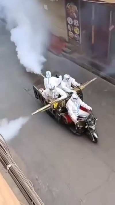 Disinfecting the streets in China