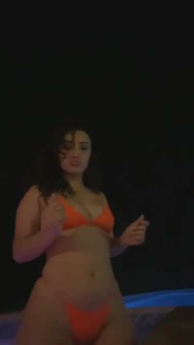 Pool day orange bikini