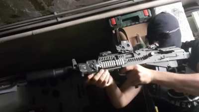 Full auto GBB Bullpup AK in action (Yes that BB hit me in the finger, yes it hurt)