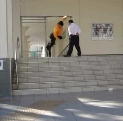 Security guard causes man to fall