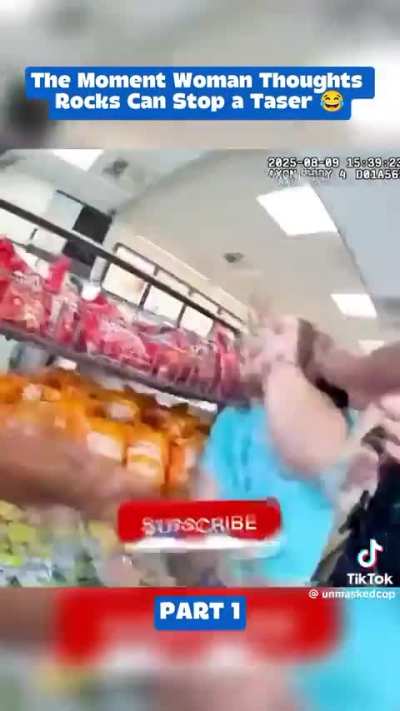 Woman tazed after threatening police with rocks.